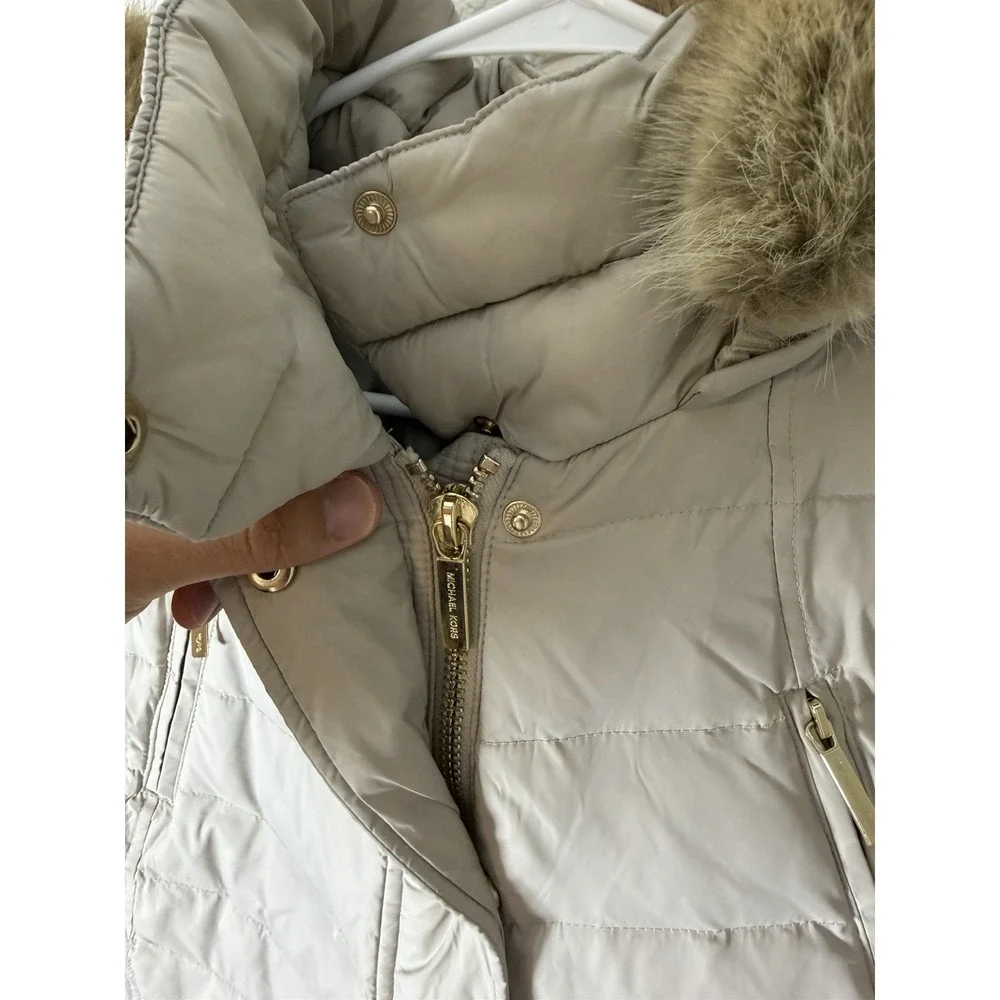 Michael Kors Women's Grey Faux Fur Hooded Puffer‎ Coat Sz Plus XL